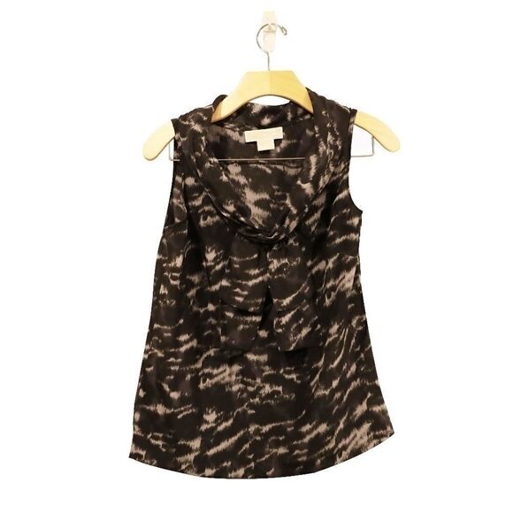 Michael Kors 100% Silk Sleeveless Printed Blouse Sz 2 - Picture 2 of 5